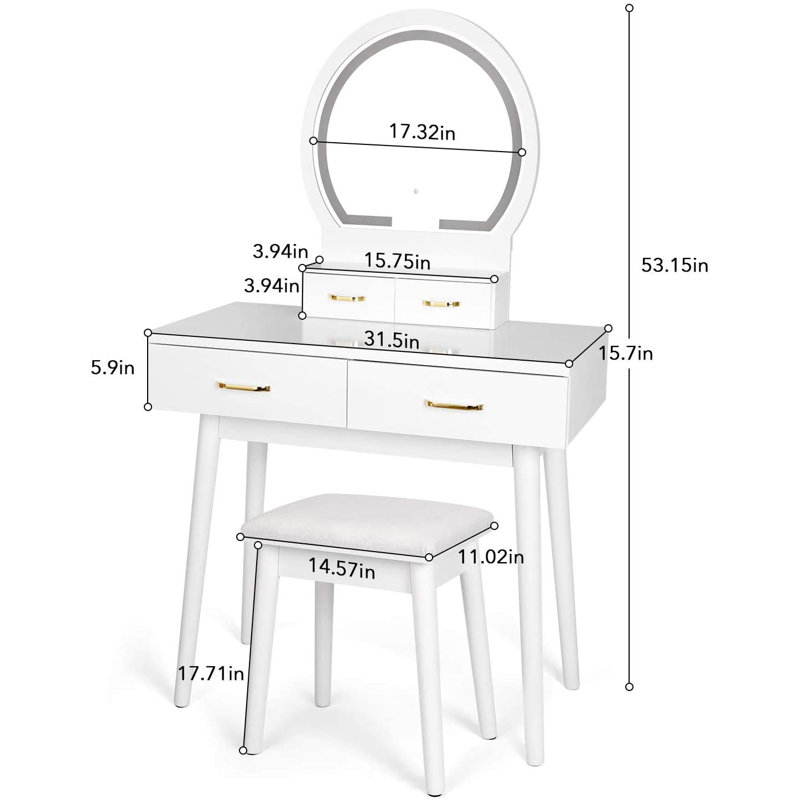 Corrigan Studio® Ami Vanity Set with Stool and Mirror & Reviews Wayfair